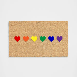 Rainbow Hearts Doormat