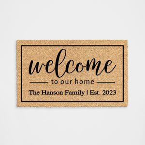 
            
                Load image into Gallery viewer, Welcome to our Home Personalized Family Name Doormat
            
        
