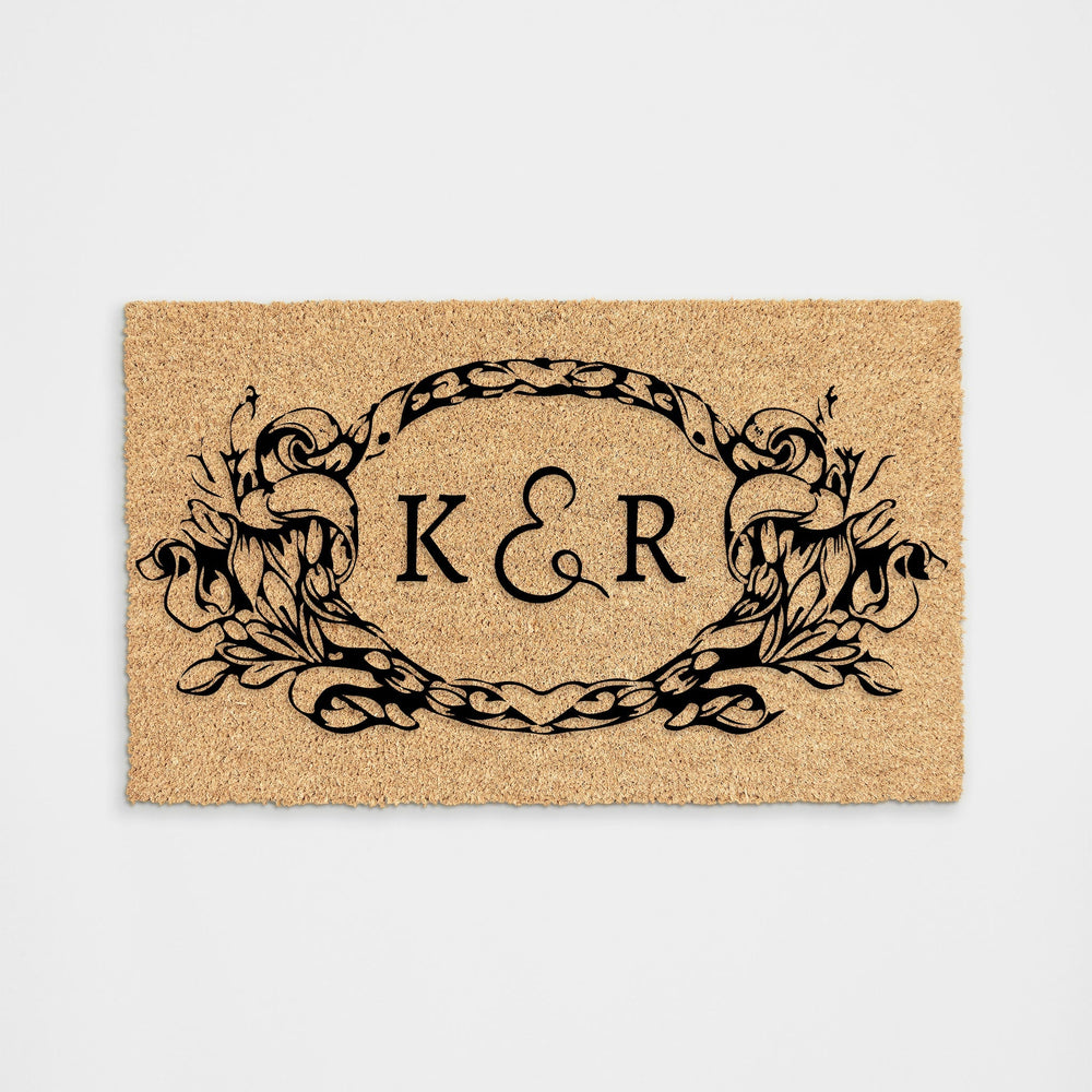 
            
                Load image into Gallery viewer, Personalized Initials Monogram Floral Wreath Doormat
            
        