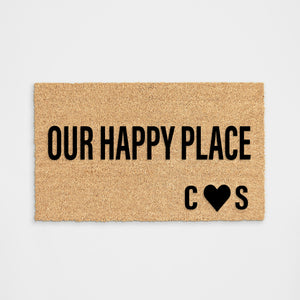 Personalized Initials Our Happy Place Doormat