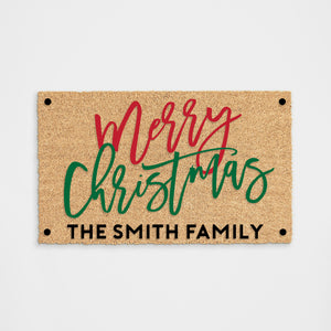 Christmas Personalized Name Festive Merry Doormat