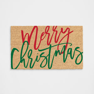 Red and Green Merry Christmas Doormat