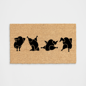 Funny Thanksgiving Dancing Turkey Doormat