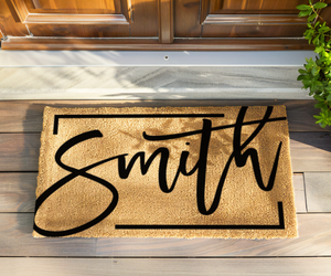 Personalized Script Border Doormat