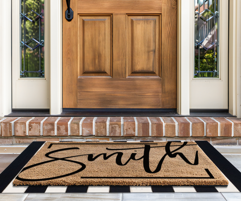 Personalized Script Border Doormat