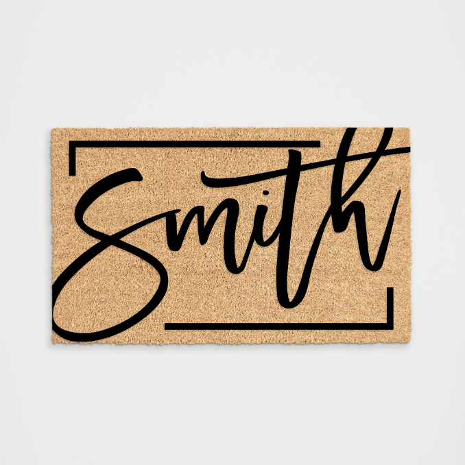 Personalized Script Border Doormat