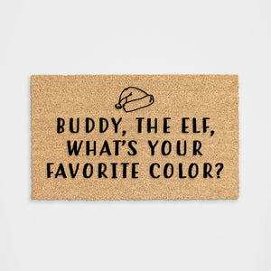 
            
                Load image into Gallery viewer, Buddy The Elf What&amp;#39;s Your Favorite Color Doormat
            
        
