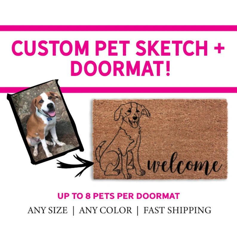 
            
                Load image into Gallery viewer, Custom Pet Sketch Doormat - Doormat DeCoir
            
        