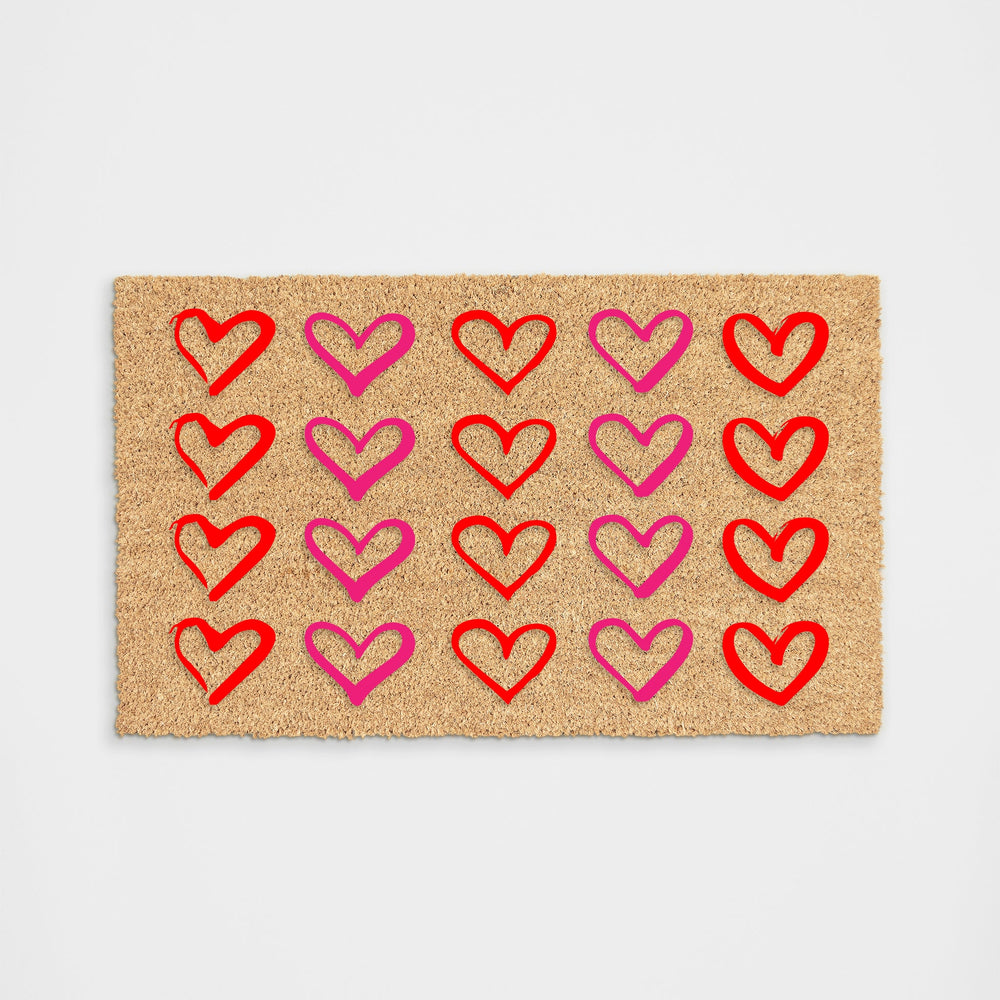Heart Pattern Red + Pink Doormat