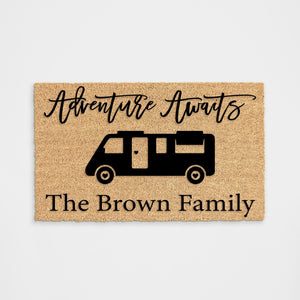 
            
                Load image into Gallery viewer, Personalized Adventure Awaits Rv Doormat
            
        