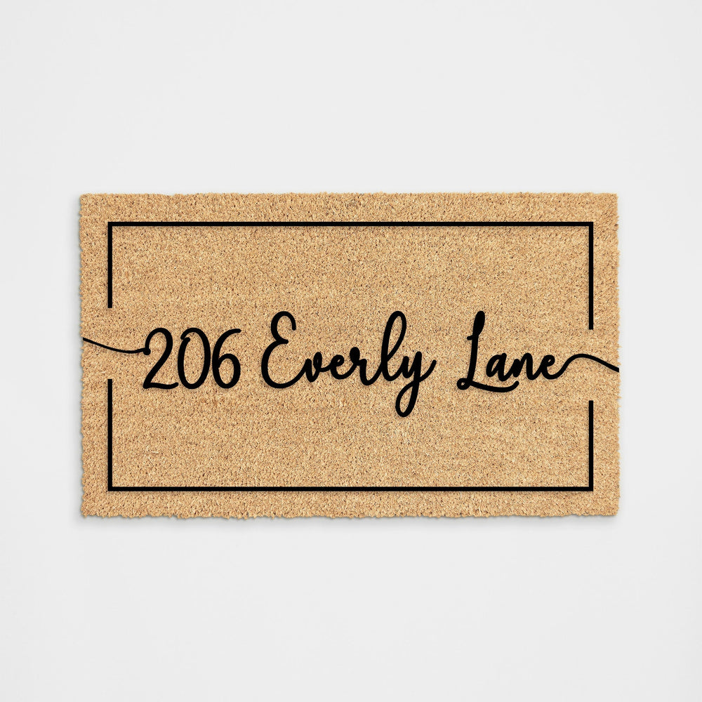 
            
                Load image into Gallery viewer, Personalized Cursive Street Address Doormat
            
        