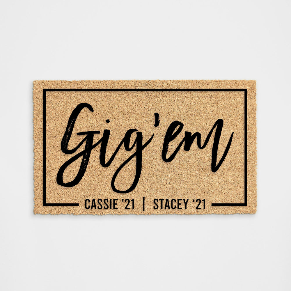 
            
                Load image into Gallery viewer, Personalized Gig Em Doormat
            
        
