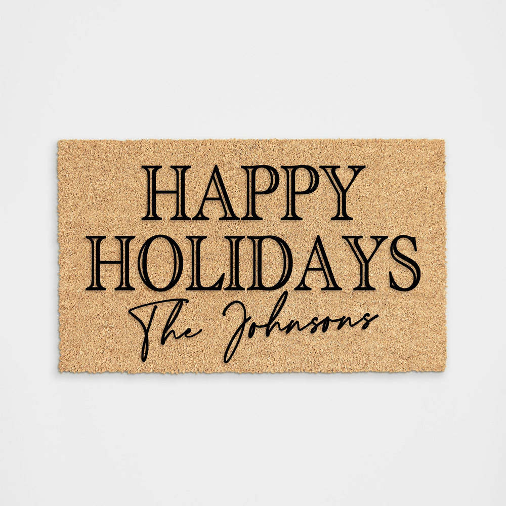 
            
                Load image into Gallery viewer, Personalized happy Holidays Doormat
            
        