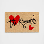 Personalized Red Hearts Doormat