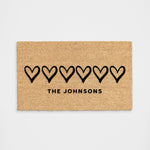 Personalized Row of Hearts Doormat