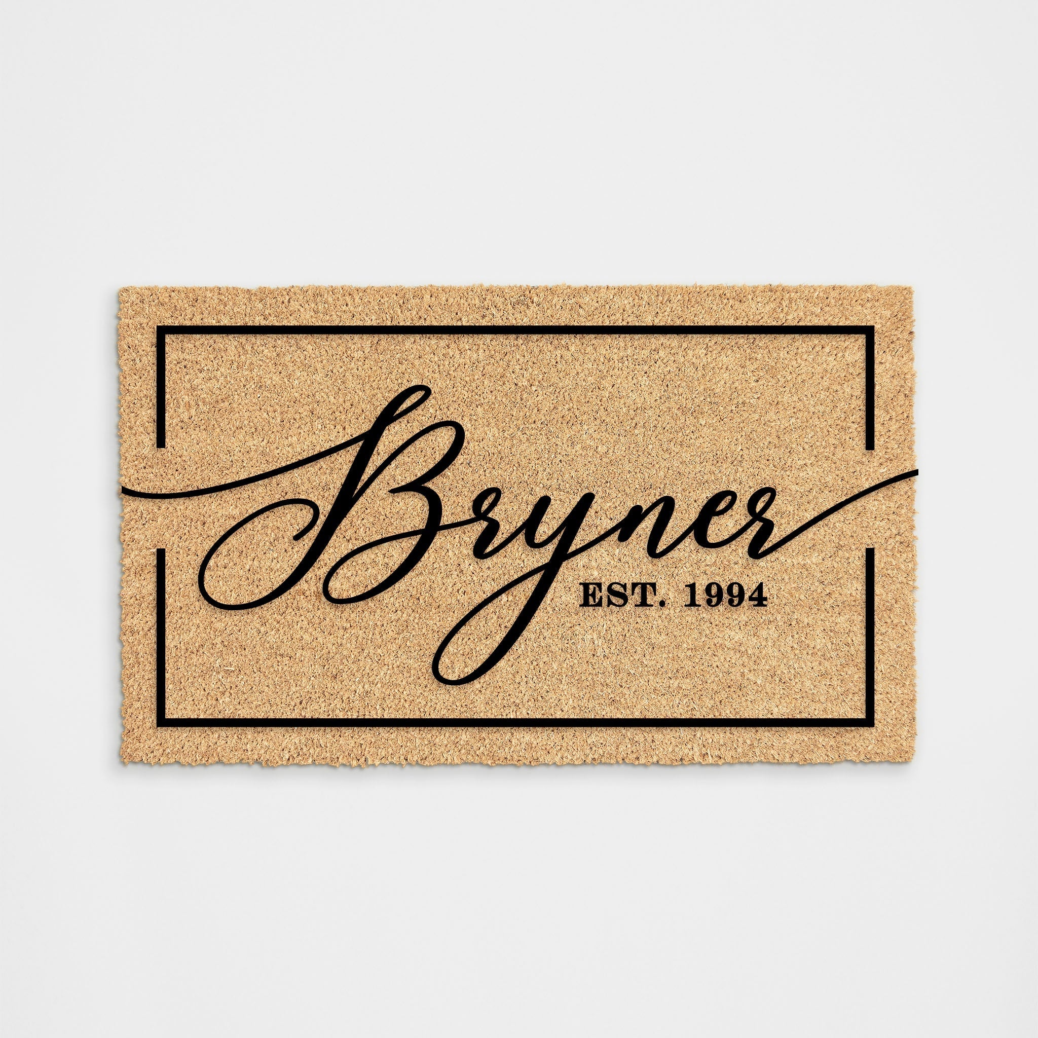 Large Cursive Last Name Coir Doormat