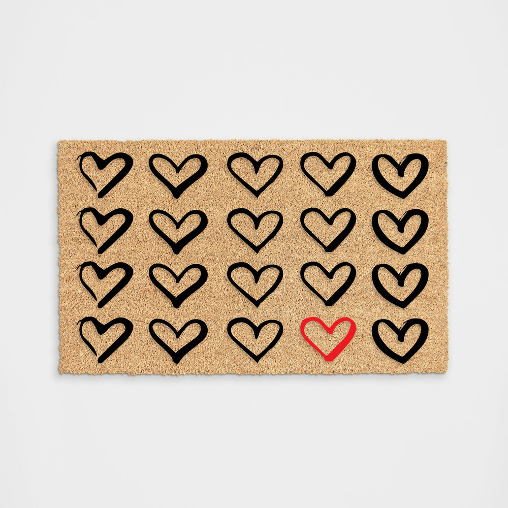 Red Heart Pattern Doormat