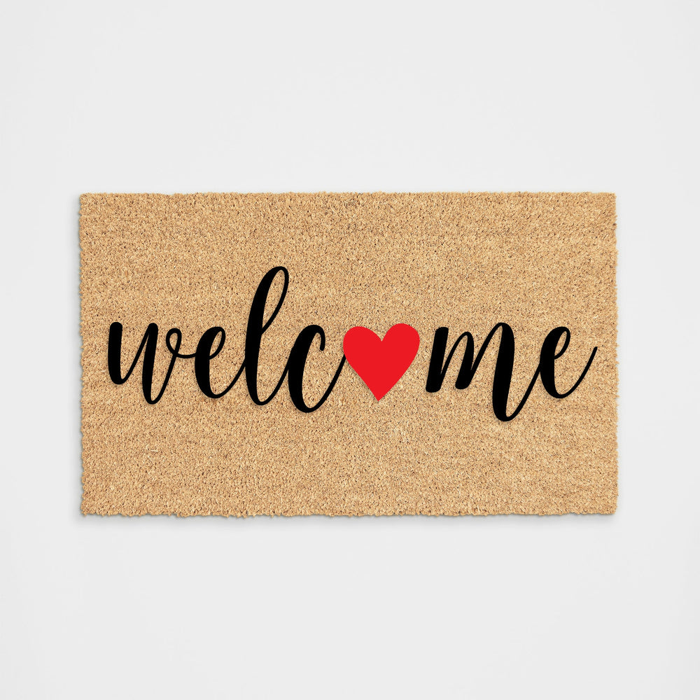 Welcome Red Heart Doormat